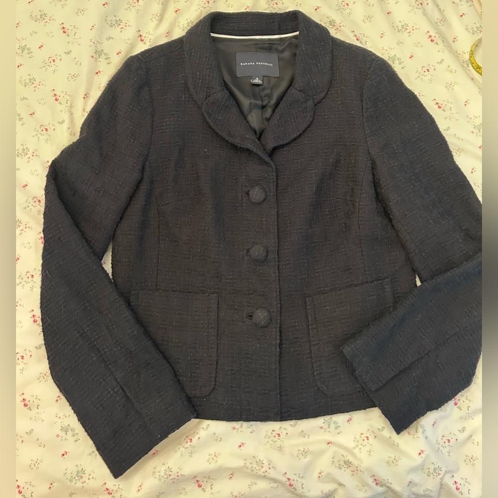 Banana Republic Vintage Cropped Textured Tweed Lady Jacket Blazer 8